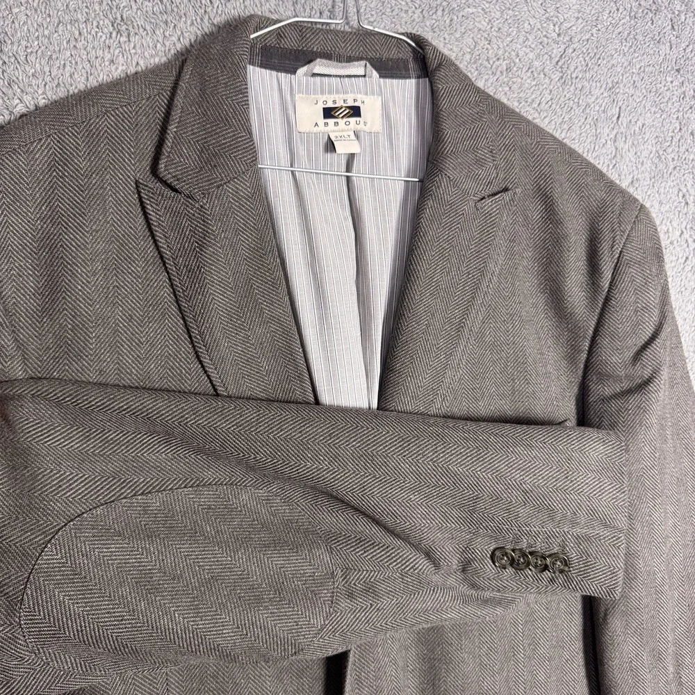 Joseph Abboud Sport Coat Mens 2XLT Peak Unstructured Blazer Herringbone Linen